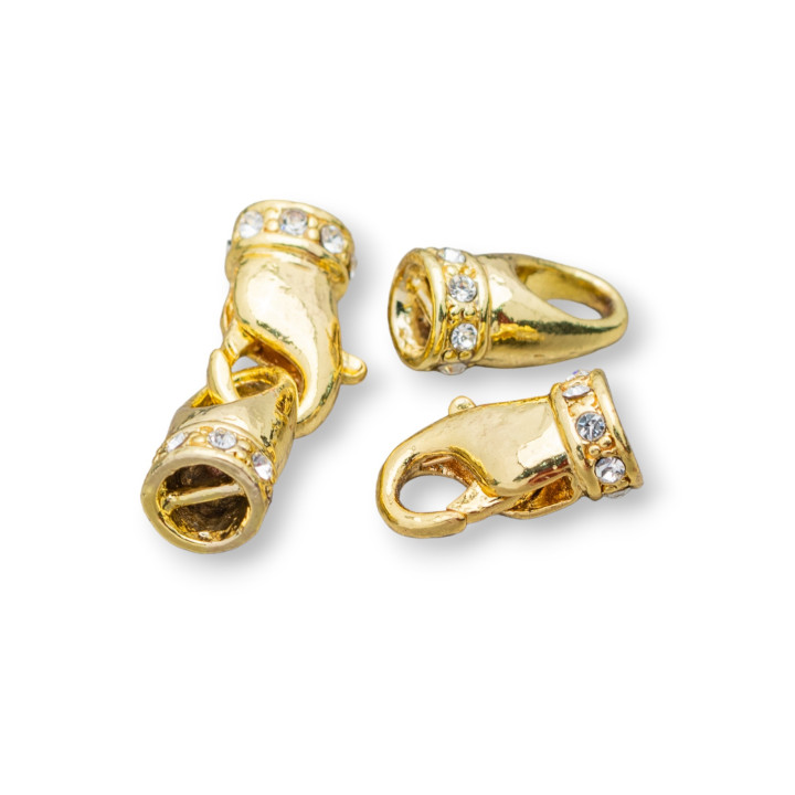 Chiusura Di Ottone Con Strass 09x25mm 14 Coppie Dorato