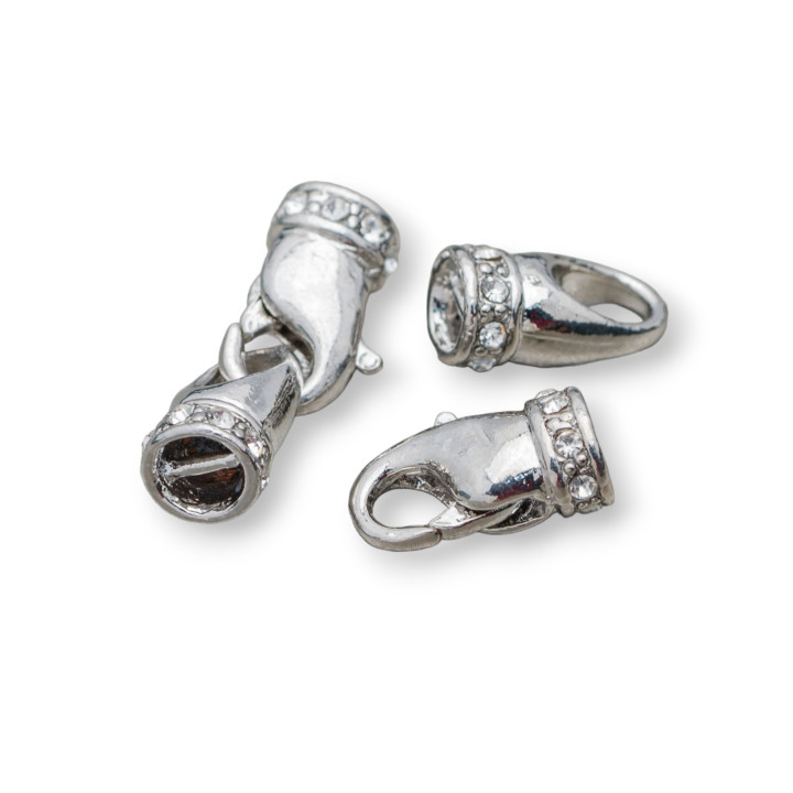 Chiusura Di Ottone Con Strass 09x25mm 14 Coppie Rodiato