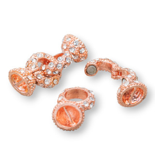 Chiusura di Ottone Con Strass 20mm 13x30mm Magnetico 10pz Oro Rosa