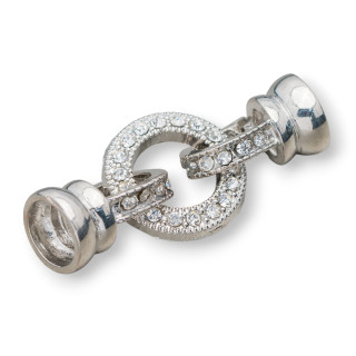 Chiusura di Ottone Con Strass E Coppette 15mm 10pz - Rodiato