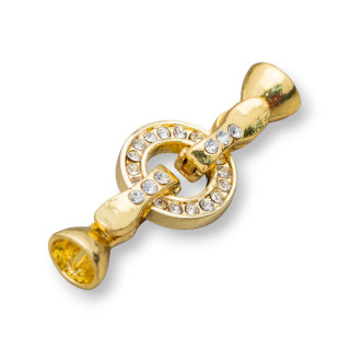Chiusura di Ottone Con Strass E Coppette 20mm 8pz Dorato
