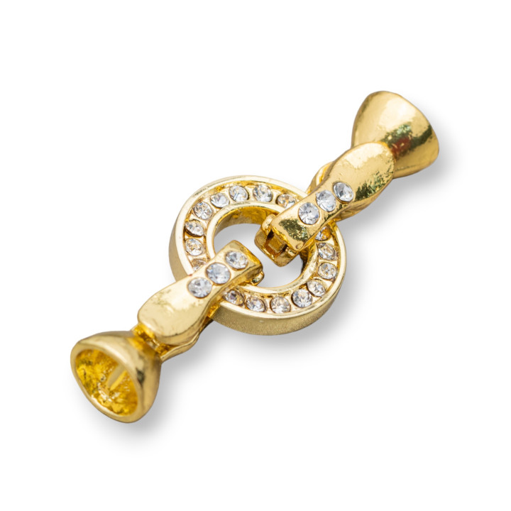 Chiusura di Ottone Con Strass E Coppette 20mm 8pz Dorato