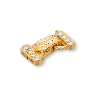 Brass Clasp With Rhinestones Fantasy 3 14x30mm 10pcs Golden