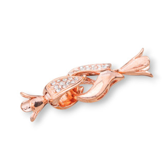 Messingverschluss mit Fantasie-Strass 45x15mm - 8 Stk. Roségold