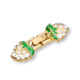 Cierre Latón Con Strass Fresa 14x40mm 10pzs Dorado