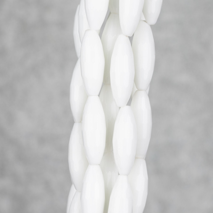 White Agate Rice Faceted Synt 10x30mm Second Choice
