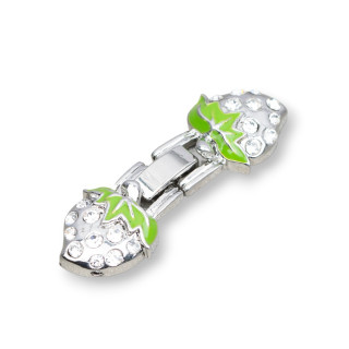 Κούμπωμα ορείχαλκου Με Strass Strawberry 14x40mm 10τμχ Ρόδιο