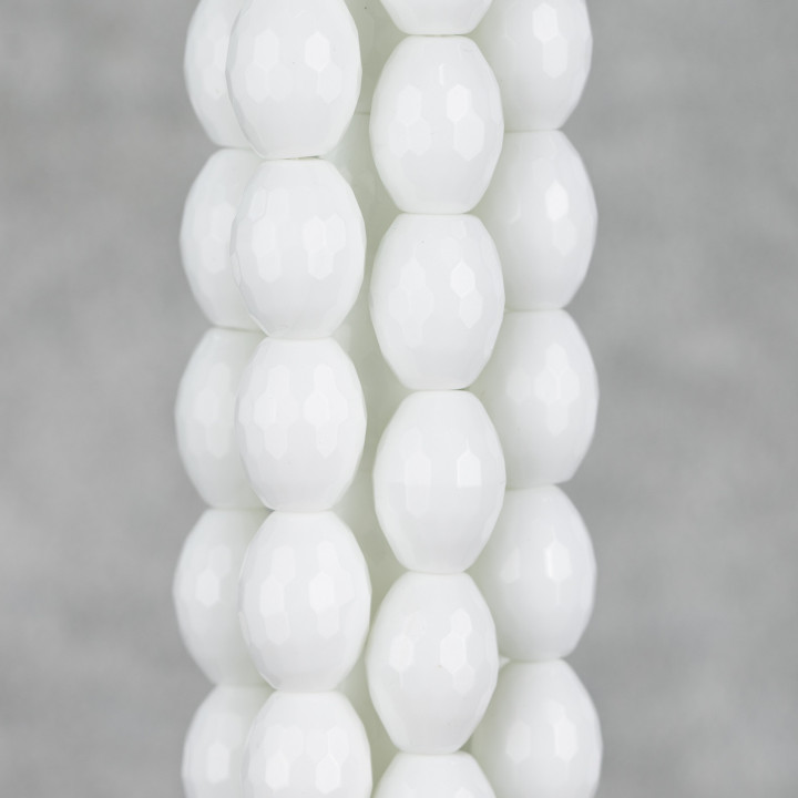 Ágata Blanca Arroz Facetado Synt 12x16mm