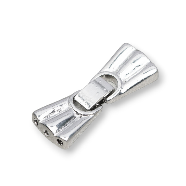 Multiwire Brass Clasp 13x26mm 3 Wires 12pcs Rhodium Plated