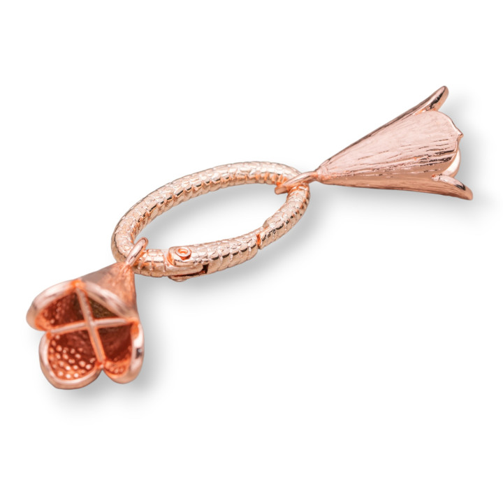 Fermoir Ovale En Laiton Avec Coupelle 17x75mm 7pcs Or Rose