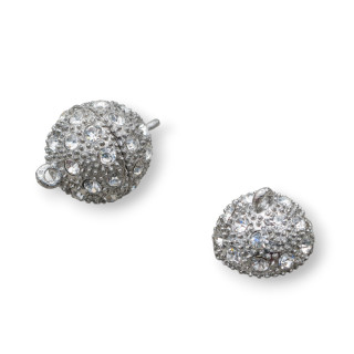 Cierre Bola Laton Con Iman Y Strass 14mm 16pz Rodio