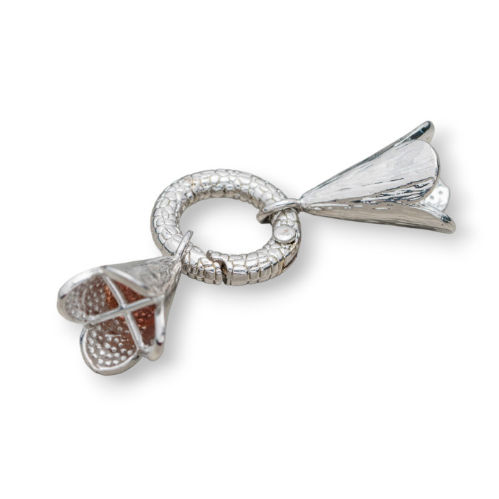 Fermoir Rond En Laiton Avec Coupelle 20x60 7pz Rhodium