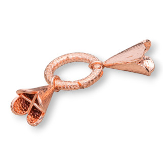 Chiusura Di Ottone Tondo A Scatto Con Coppetta 25x65mm 7pz Oro Rosa