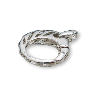 Round Brass Snap Drilled Clasp 20mm 24pcs Rhodium Plated