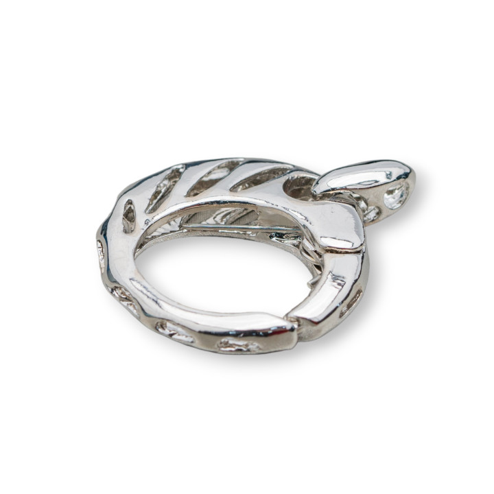 Round Brass Snap Drilled Clasp 20mm 24pcs Rhodium Plated