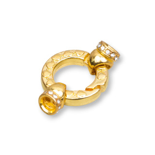 Runder Messingverschluss mit Tassen und Strass 16x22mm 8St Golden