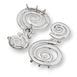 Fermoir Laiton Perforé Spirale 30x27mm 8pcs Rhodium