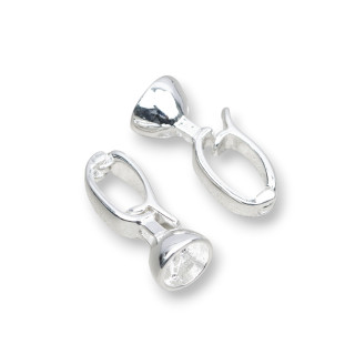 Brass End Cups With Opening Hook 8x20mm 25pcs Silver