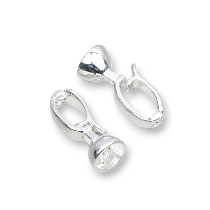 Coupes Finales En Laiton Avec Crochet D'ouverture 8x20mm 25pcs Argent