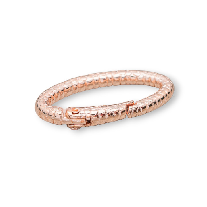 Chiusura Gancio di Ottone Snake Skin Ovale 16x32mm 30pz Oro Rosa