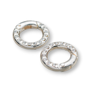 Gancho Latón Redondo Con Strass 20mm 14pz Plata