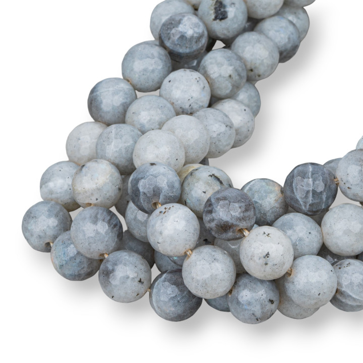 Labradorite Bianco Perlina Tonda Sfaccettata 14mm