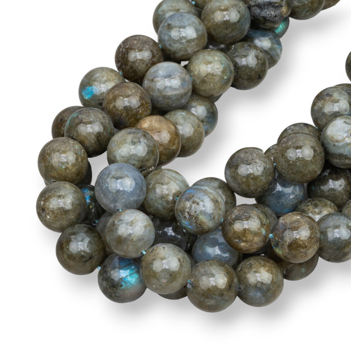 Grüner Labradorit, rund, glatt, 12 mm
