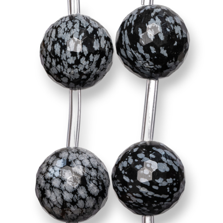 Flocons de Neige à Facettes Obsidienne 25mm 8pcs