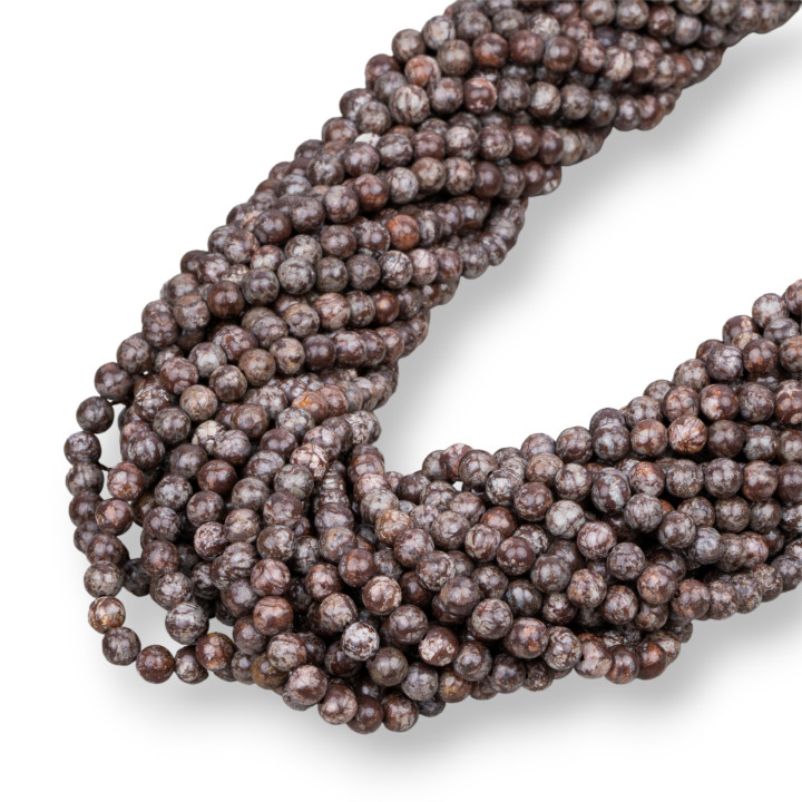 Obsidienne Lisse Ronde Marron Flocon de Neige 04mm