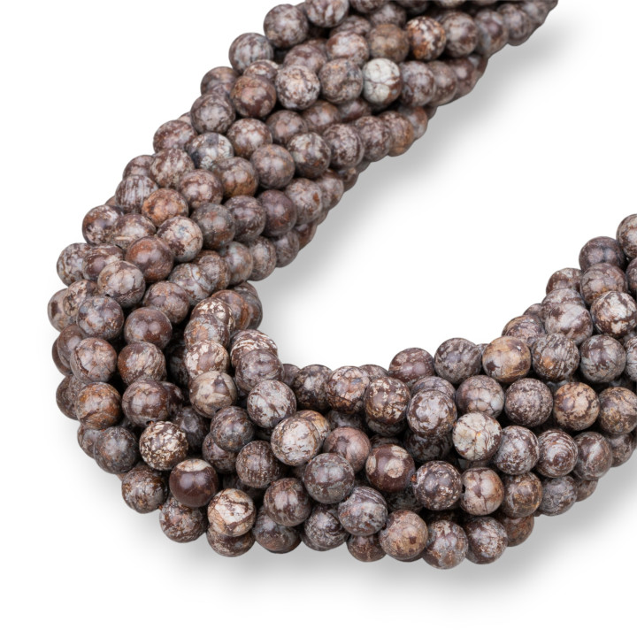 Καφέ Snowflake Obsidian Στρογγυλό Λείο 06mm