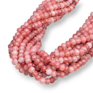 Strawberry Quartz - Strawberry Quartz Faceted Rondelle 6x4mm