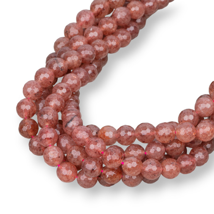 Strawberry Quartz - Quarzo Fragola Perlina Tonda Sfaccettata 8mm