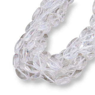 Cristal de Roche Ovale Plat Facette 12x16mm