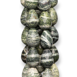 Jaspe Serpentine Vert Gouttes Briolette Facette 10x14mm