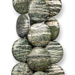 Πράσινο Serpentine Jasper Στρογγυλό Επίπεδο Λείο 15mm