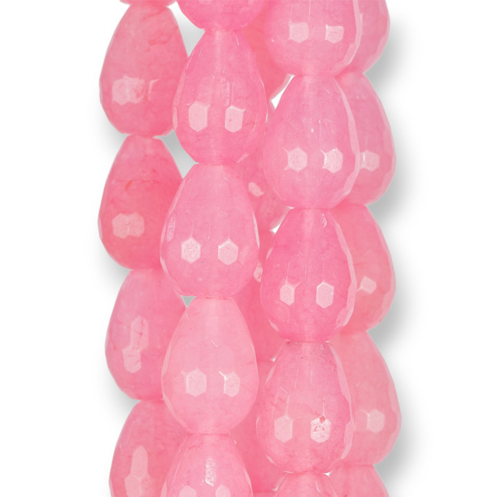 Rodocrosita Jade Briolette Gotas Facetadas 12x16mm Fucsia