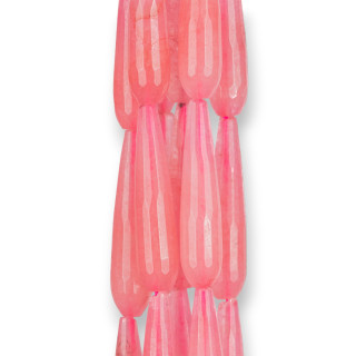 Rhodochrosite Jade Faceted Briolette Drops 9x40mm