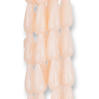 Pink Jade Drops Faceted Briolette 10x20mm Clear