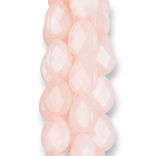 Pink Jade Drops Faceted Plate 12x16mm Clear