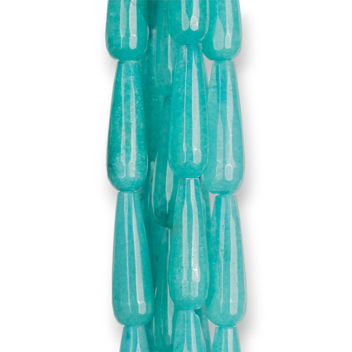 Gouttes Briolette Jade Turquoise Facette 8x26mm