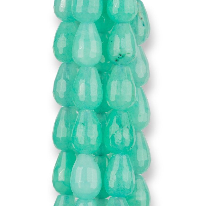 Jade-Türkis facettierte Briolette-Tropfen 10 x 14 mm klares Wasser