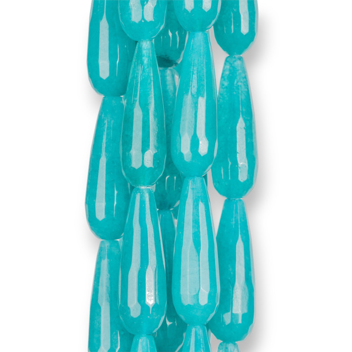 Gouttes Briolette Jade Turquoise Facette 11x28mm