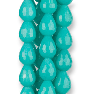 Jade Turquesa Briolette Gotas Facetadas 13x18mm Transparente