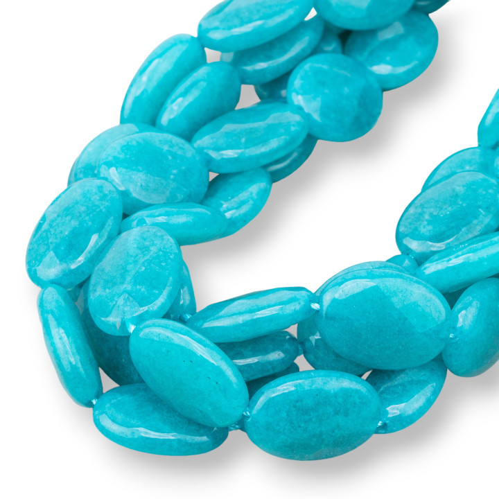 Plaque Ovale Facette Jade Turquoise 13x18mm