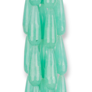 Σταγόνες Briolette Faceted Green Jade Chrysoprase 10x30mm