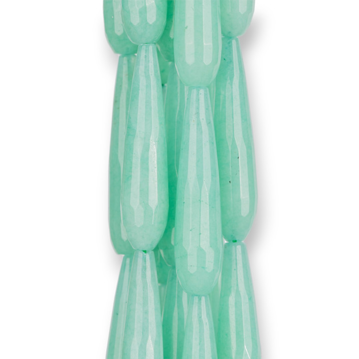 Grüne Jade Chrysopras facettierte Briolette-Tropfen 9x40mm