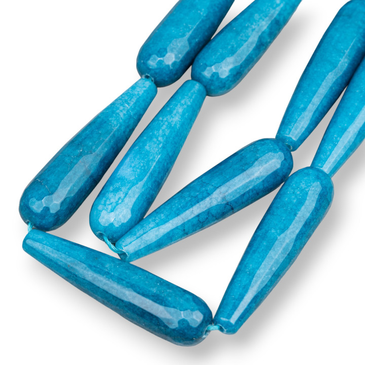 Giada Blu Ottanio Gocce Briolette Sfaccettate 12x50mm