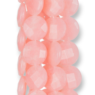 Flache runde facettierte Rhodochrosit-Jade 16 mm