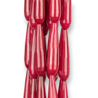 Rubelita Jade Briolette Gotas Facetadas 9x40mm