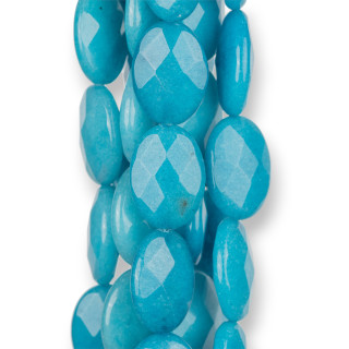 Plaque Ovale Facette Jade Céleste 18x25mm